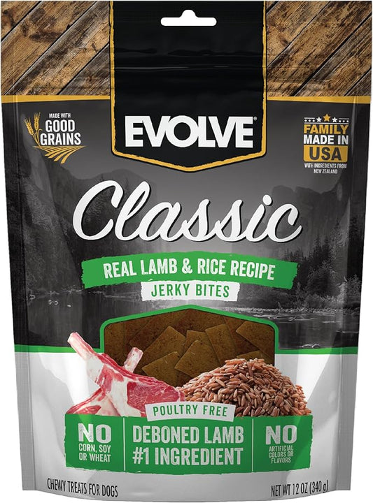 Evolve Classic Lamb & Brown Rice Jerky Bites Soft Dog Treats | 12 oz