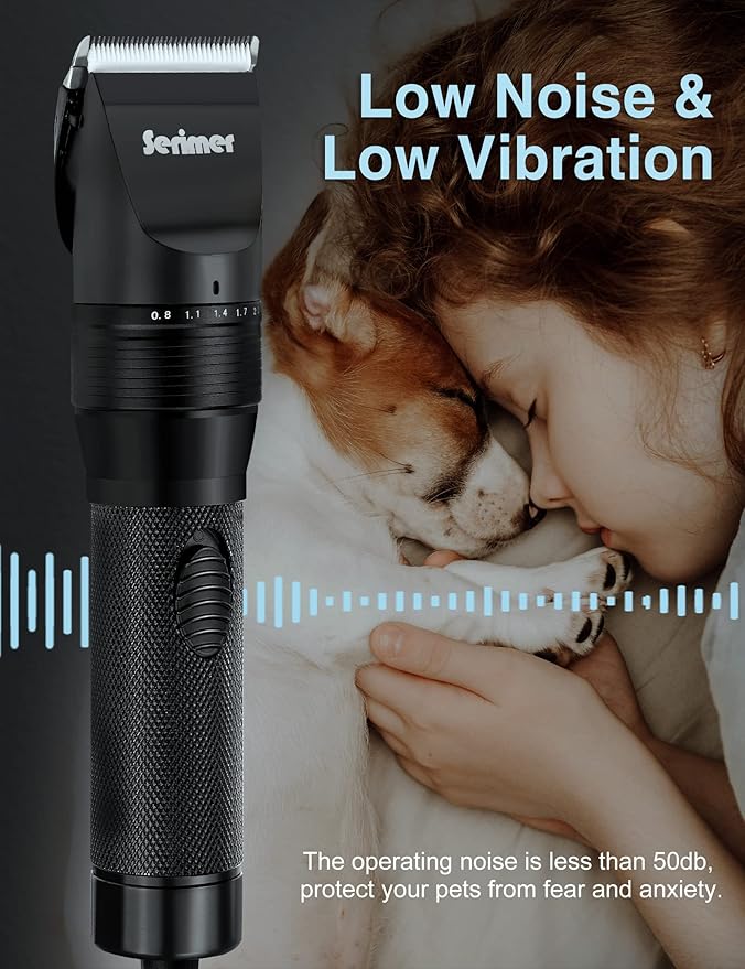 Dog Clippers for Grooming, Professional 15V Heavy Duty Dog Shaver Grooming Kit,Pet Hair Trimmer for Thick Coats,Low Noise Dog Grooming Shears with Guard Combs Brush for Dogs Cats and Animal
