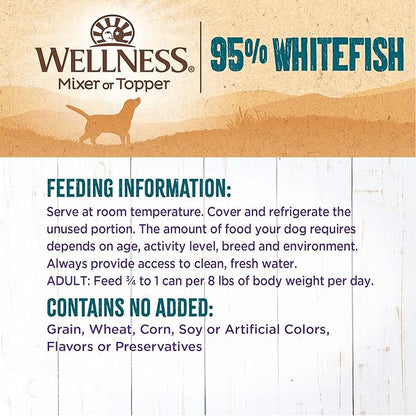 Wellness Natural Pet Food 95% Whitefish Natural Wet Grain Free Canned Dog Food, 13.2-Ounce Can (Pack of 12)