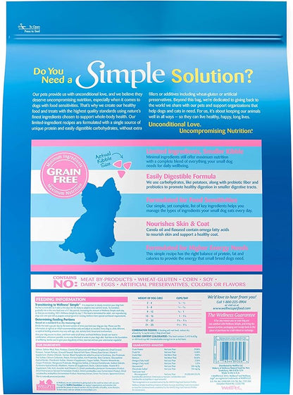 Wellness Natural Pet Food Simple Natural Limited-Ingredient Grain-Free Dry Dog Food, Easy to Digest for Sensitive Stomachs, Supports Skin & Coat (Small Breed, Salmon and Potato, 10.5-Pound Bag)