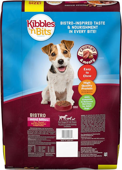 Kibbles 'n Bits Bistro Mini Bits Small Breed Oven Roasted Beef Flavor Dry Dog Food, 16 Pound Bag