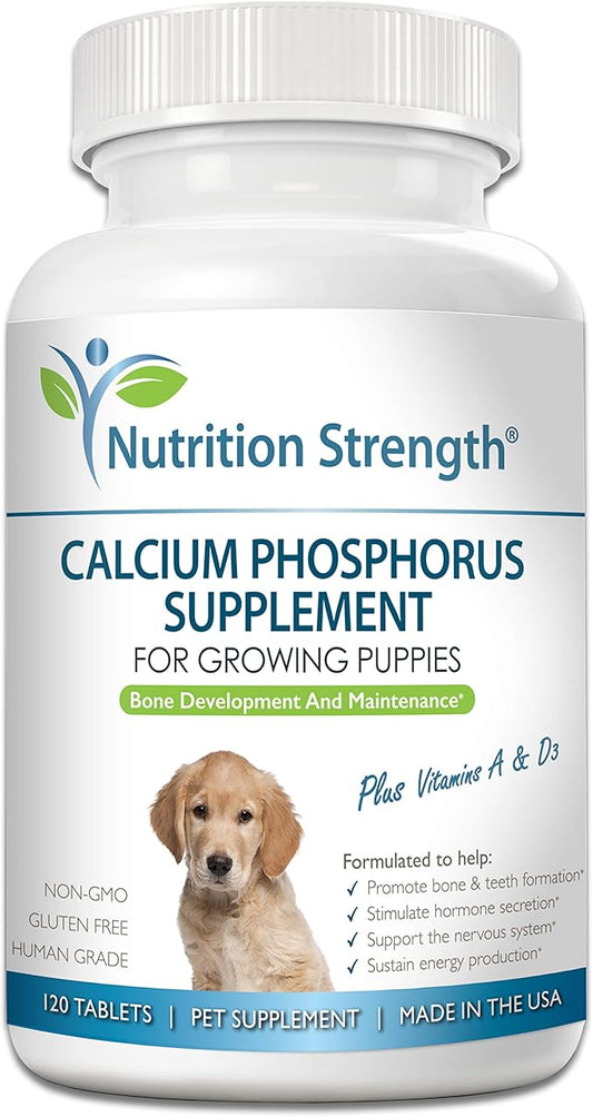 Calcium Phosphorus for Dogs Supplement, Provide Calcium for Puppies, Promote Healthy Dog Bones and Puppy Growth Rate, Dog Bone Supplement, 120 Chewable Tablets