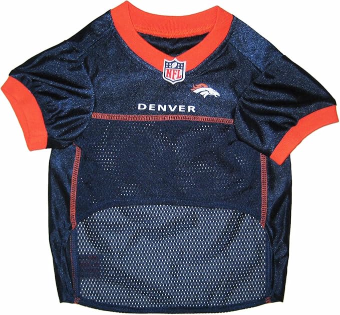 NFL Denver Broncos Dog Jersey, Size: X-Large. Best Football Jersey Costume for Dogs & Cats. Licensed Jersey Shirt