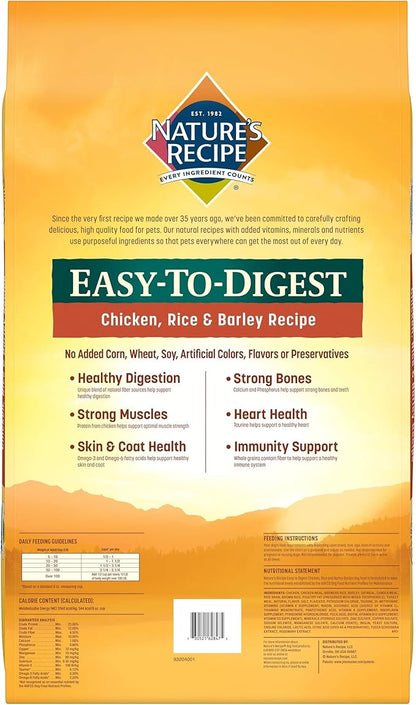 Nature's Recipe Easy to Digest Chicken, Rice & Barley 24 Pounds Dry Dog Food + Chicken Recipes Variety Pack 2.75 Ounce (Pack of 24) Wet Dog Food Bundle
