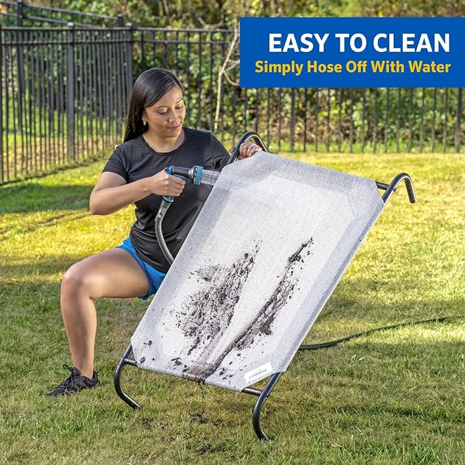 COOLAROO The Original Cooling Elevated Dog Bed, Indoor and Outdoor, Medium, 42"L x 25.5"W x 8"Th, Aquatic Blue