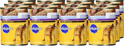 PEDIGREE CHOPPED GROUND DINNER Puppy Canned Soft Wet Dog Food With Lamb & Rice, 13.2 oz. Cans (Pack of 12)
