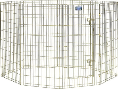 MidWest Homes for Pets Foldable Metal Dog Exercise Pen / Pet Playpen, Gold Zinc w/ door, 24'W x 48'H