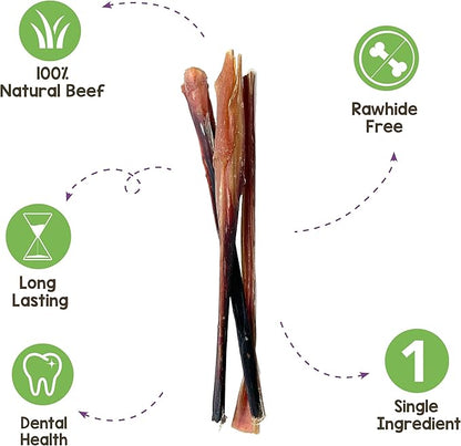 Nature Gnaws Super Skinny Bully Sticks for Small Dogs - Premium Natural Beef Dental Bones - Tasty Thin Dog Chew Treats for Toy Breeds & Puppies - Rawhide Free