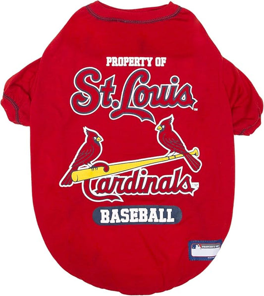 MLB Saint Louis Cardinals Dog T-Shirt, X-Large. - Licensed Shirt for Pets Team Colored with Team Logos. - Premium Stretchable Materials for The Comfort of Your Dog & cat.