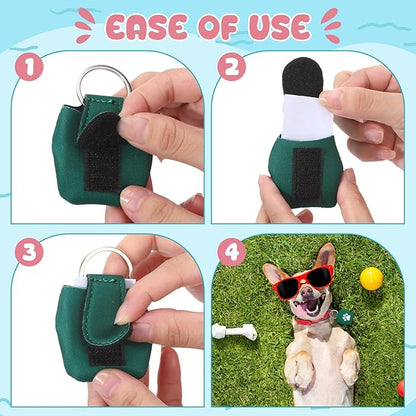 20 Pcs Dog Tag Silencer with Rings Portable Quiet Dog Tag Holder Soundless Dog Tag Cover Dog ID Tags Dog Tag Bag Protector for Dogs Cats Pets, White Paw Style