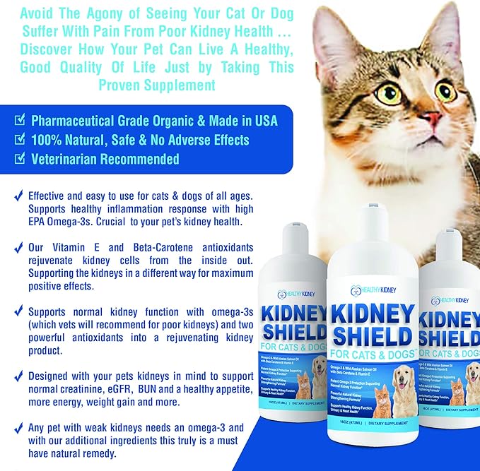 Dog and Cat Kidney Support, Canine Feline Renal Health Support Supplement For Normal Kidney Function, Creatinine, Detox, Urinary Track Cleansing, Best Kidney Stuff, Improve Pets Alive an Kidney Health