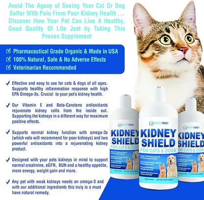 Dog and Cat Kidney Support, Canine Feline Renal Health Support Supplement For Normal Kidney Function, Creatinine, Detox, Urinary Track Cleansing, Best Kidney Stuff, Improve Pets Alive an Kidney Health