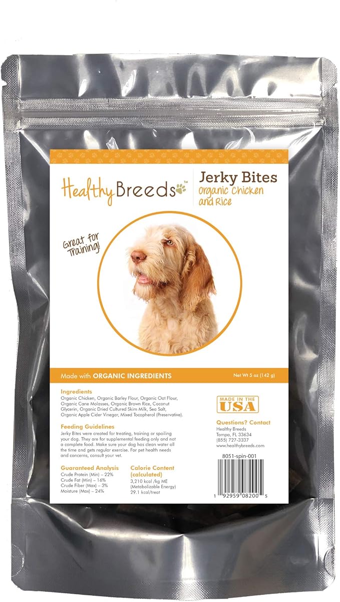 Healthy Breeds Spinoni Italiani Jerky Bites Chicken & Rice Recipe Dog Treats 5 oz