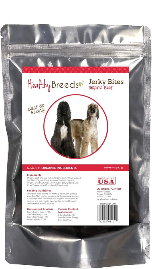 Healthy Breeds Afghan Hound Jerky Bites Beef Recipe Dog Treats 5 oz