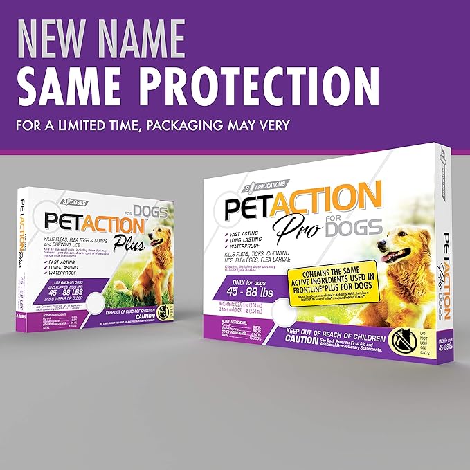 Pet Action Plus Flea & Tick Treatment for Large Dogs, 45-88 lbs, 3 Month Supply