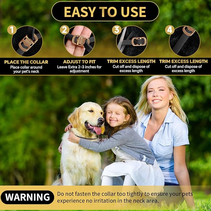4 Pack Flea Collar for Dogs, 32 Months Flea and Tick Prevention for Dogs, Waterproof Dog Flea Collar, Dog Flea and Tick Treatment, Adjustable Flea and Tick Collar for Dogs Puppy-Black