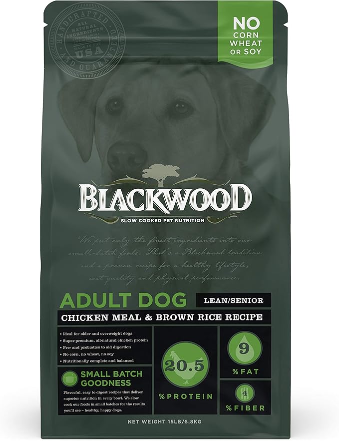 Blackwood Pet Food 22245 Adult Dog, Lean/Senior, Chicken Meal & Brown Rice Recipe, 15Lb.