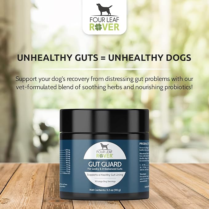 Gut Guard - Dog Probiotics, Prebiotics and Organic Herbs for Gut Health and Immune Support - 15 to 60 Day Supply, Depending on Dog’s Weight - Vet Formulated