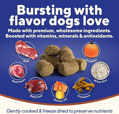 Dave's Pet Food Digesti-Bites Easy to Digest Freeze Dried Beef and Beef Liver Dog Treats with Pumpkin Fiber & Probiotics, Complete & Balanced Nutritious, Freeze Dried Dog Food Topper, USA Made (4 oz)
