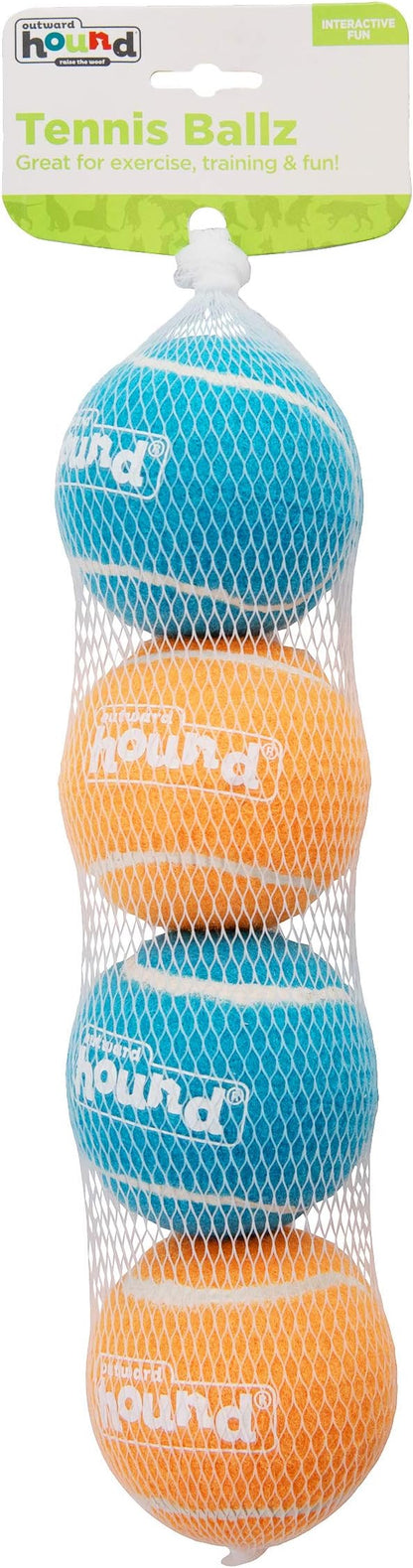 Outward Hound Tennis Ballz Fetch Dog Toy, 4-Pack