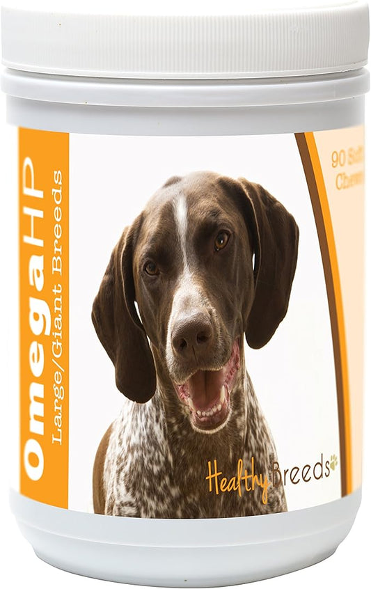 Healthy Breeds German Shorthaired Pointer Omega HP Fatty Acid Skin and Coat Support Soft Chews 90 Count