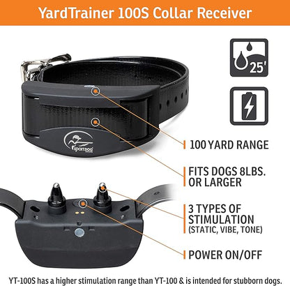 SportDOG Brand® YardTrainer 100S Remote Trainer - Shock Collar for Stubborn Dogs - Train with tone, vibrate, or static