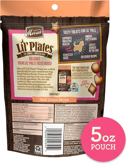 Merrick Lil’ Plates Grain Free Small Dog Treats, Natural Training Treats For Small Dogs, Small Salmon Recipe - 5 oz. Pouch