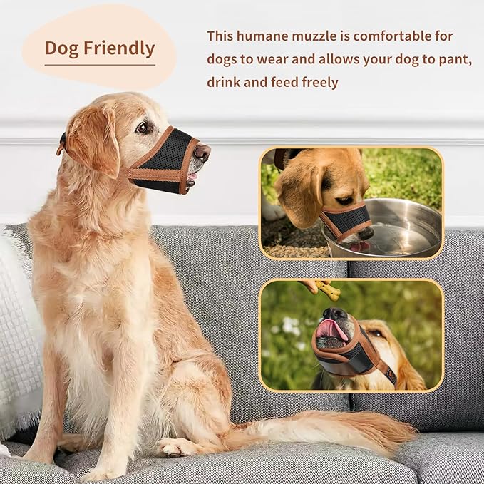 Dog Muzzle, Breathable Mesh Soft Dog Muzzle for Small Dog Allow Drinking Adjustable Print Dog Muzzles Medium