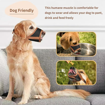 Dog Muzzle, Breathable Mesh Soft Dog Muzzle for Small Dog Allow Drinking Adjustable Print Dog Muzzles Medium
