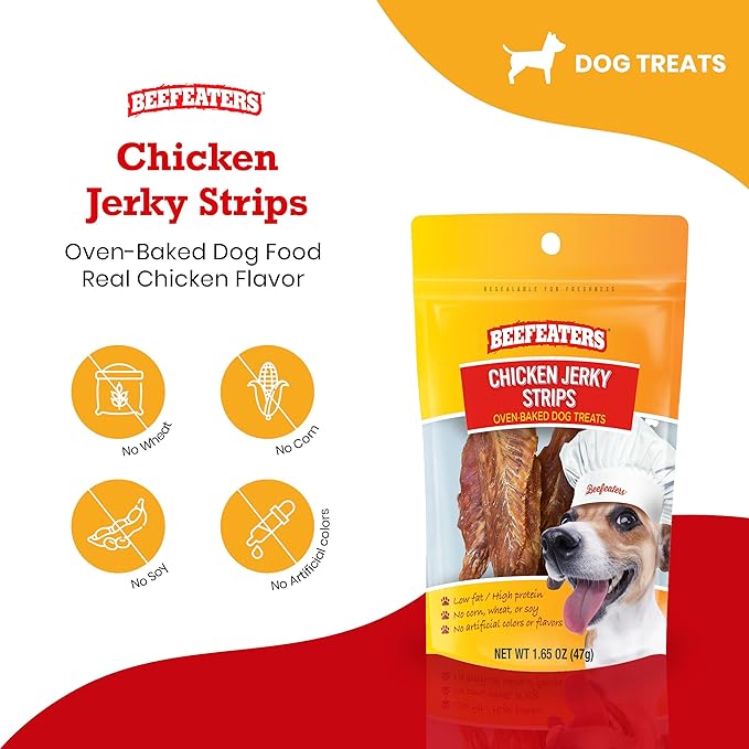 Beefeaters Chicken Jerky Strips Dog Treat, 1.65oz, Case of 12