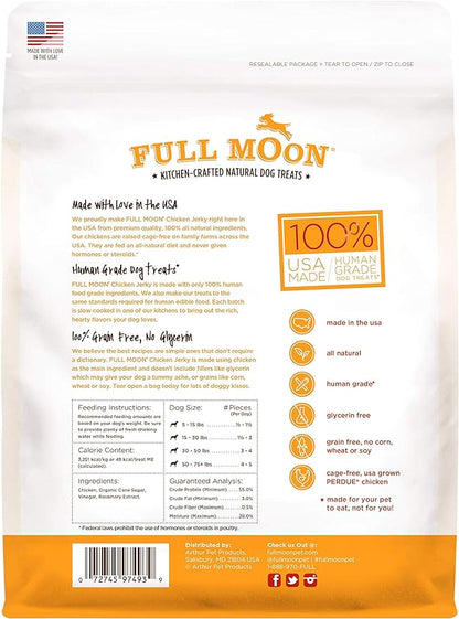 Full Moon Chicken Jerky Healthy All Natural Dog Treats Human Grade Made in USA Grain Free 24 oz