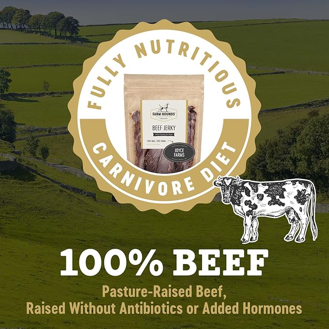 Farm Hounds Premium Beef Jerky for Dogs, 100% Made from Humanely-Raised Cattle, Dog Jerky Treats, Healthy Delicious Dog Trainer Dehydrated Beef Jerky Tenders, Made in USA, 2-Pack
