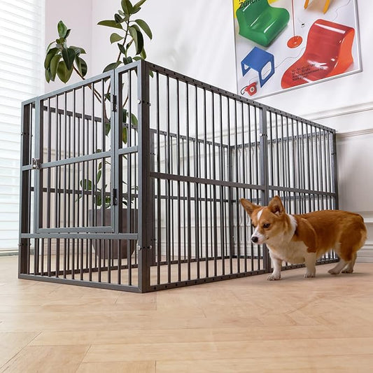 Dog Playpen 31.5" Height Puppy Pen,Heavy duty 31"- 63" Inch Extendable, Safe and Sturdy dog pens, Easy Assemble for Outdoor Indoor pet playpen