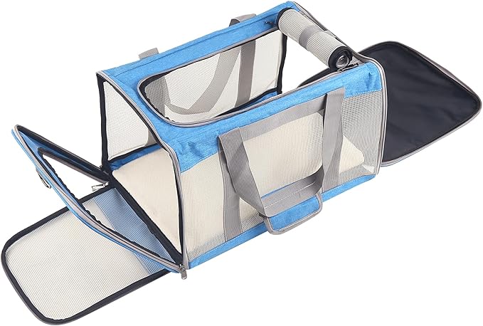 Cat Carrier for Small Cat Pet Carrier for Large and Medium Cat Puppies Portable Cat Carrier Soft Pet Travel Carrier for Cats Cat Bag Carrier Airline Approved Cat Carrier(Large Blue)