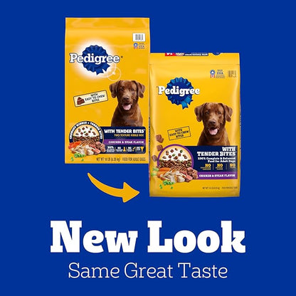 Pedigree with Tender Bites Complete Nutrition Adult Dry Dog Food, Chicken & Steak Flavor, 14 lb. Bag