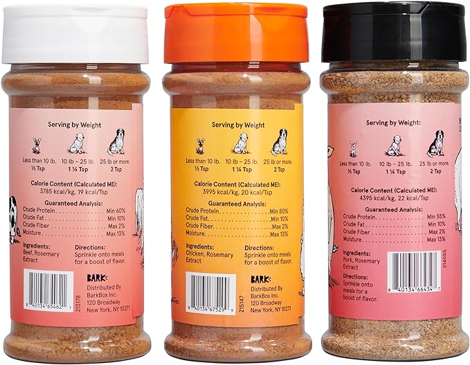 Barkbox – Dry Dog Food Toppers Variety 3 Pack – Ham, Beef & Chicken - Protein Rich, Grain Free – Meal Enhancer for Large & Small Breeds