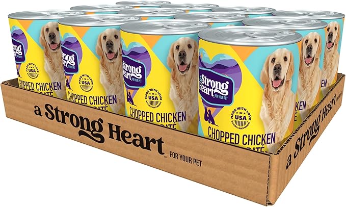 A Strong Heart Wet Dog Food, Chopped Chicken Dinner - 13.2 oz Cans (Pack of 12), Made in The USA with Real Chicken
