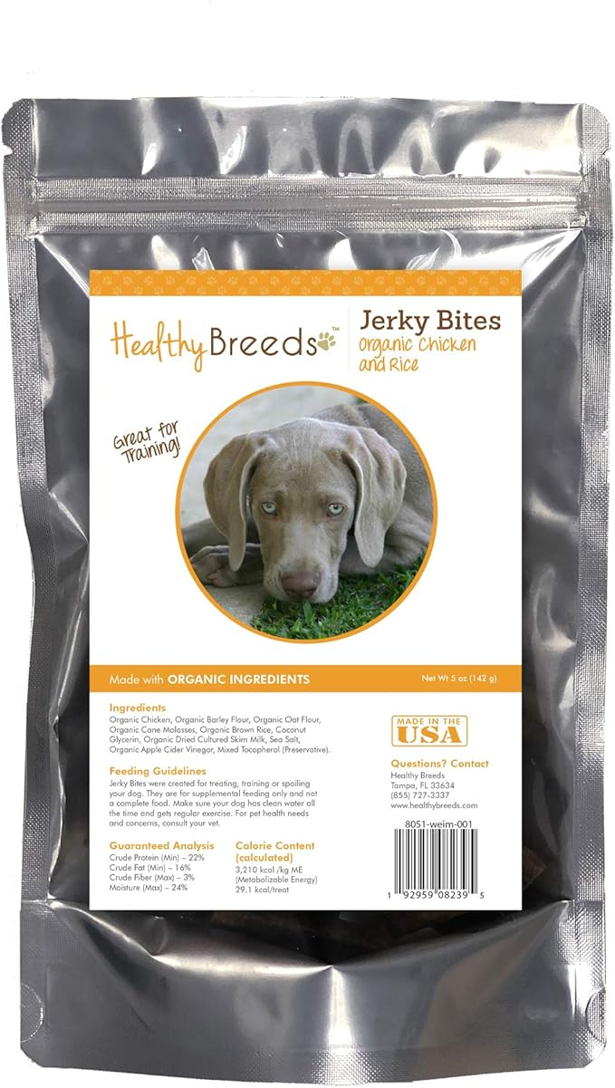 Healthy Breeds Weimaraner Jerky Bites Chicken & Rice Recipe Dog Treats 5 oz