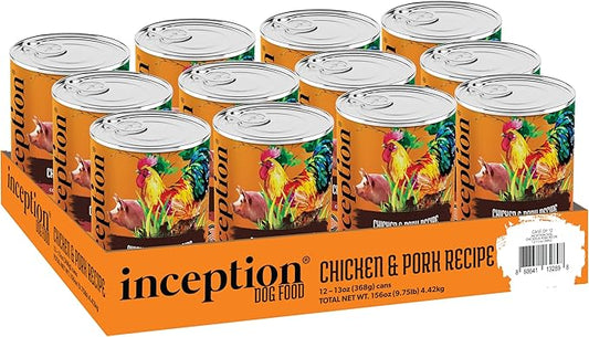 Inception® Wet Dog Food Chicken & Pork Meal Recipe – Complete and Balanced Dog Food – Legume Free Meat First Wet Dog Food – 12/13oz case