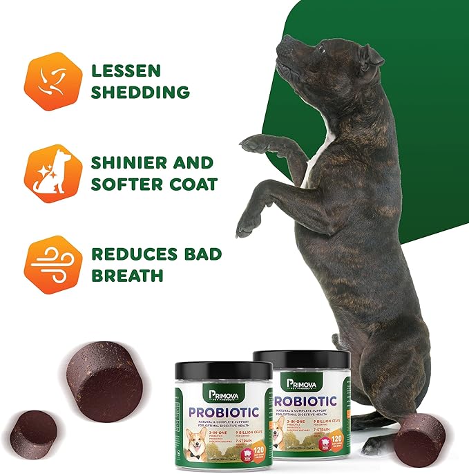 Probiotic Dog Chews for Dog Digestive Enzymes - Dog Diarrhea & Natural Allergy Relief - Puppy Probiotic Chews - Dog Allergy Chews - Pack of 120 Chews