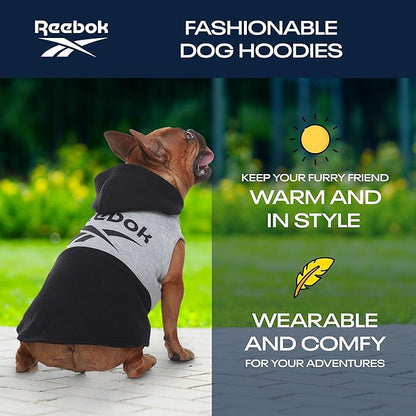 Reebok Dog Hoodie – Fleece Dog Sweater with Leash Hole, Cold Winter Dog Sweatshirt for Small Medium and Large Dogs, Premium Dog Fall Sweater Pullover Hoodie, Cozy Warm Perfect Dog Christmas Outfit