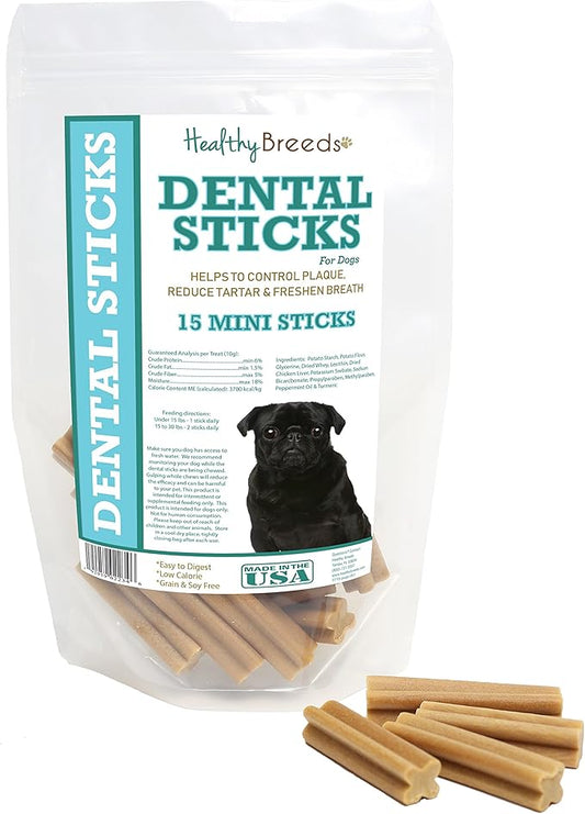 Healthy Breeds Pug Dental Sticks Minis 15 Count