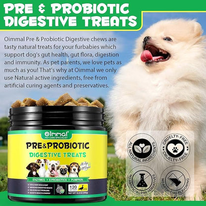 Probiotic Chews for Dogs (Duck 120PCS), Probiotics for Dogs with Digestive Enzymes, Dog Probiotics for Yeast, Itchy Skin, Anti Diarrhea, Gut Digestive Health, Allergy & Immune Support, 10.6oz (300G)