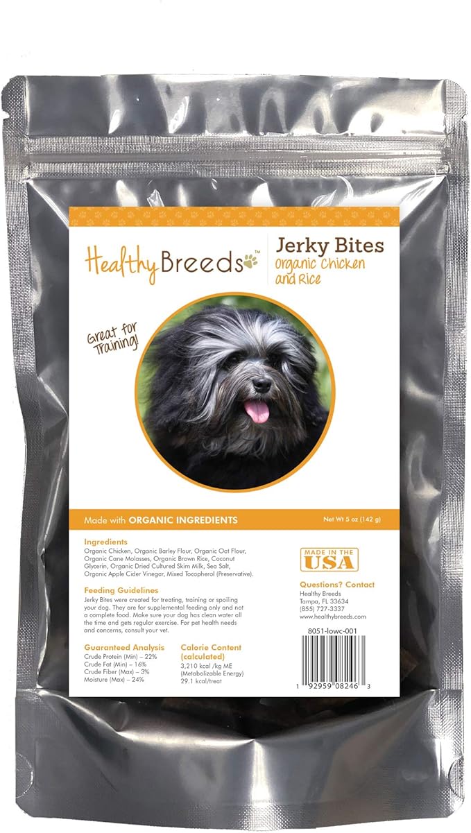 Healthy Breeds Lowchen Jerky Bites Chicken & Rice Recipe Dog Treats 5 oz