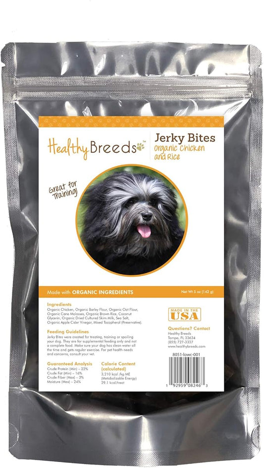 Healthy Breeds Lowchen Jerky Bites Chicken & Rice Recipe Dog Treats 5 oz