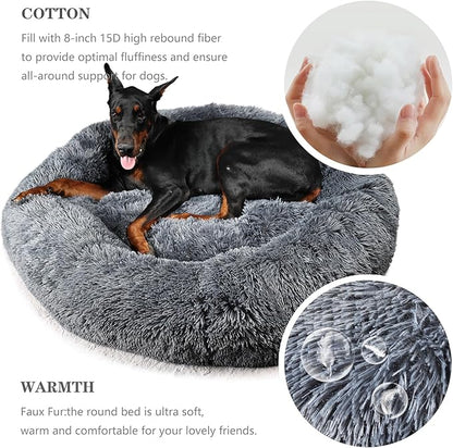 Dog Beds for Extra Large Dogs Calming Dog Bed Washable Fluffy Anti-Anxiety Round Pet Bed 45 Inches Detachable Dog Bed,Fits up to Large Dog