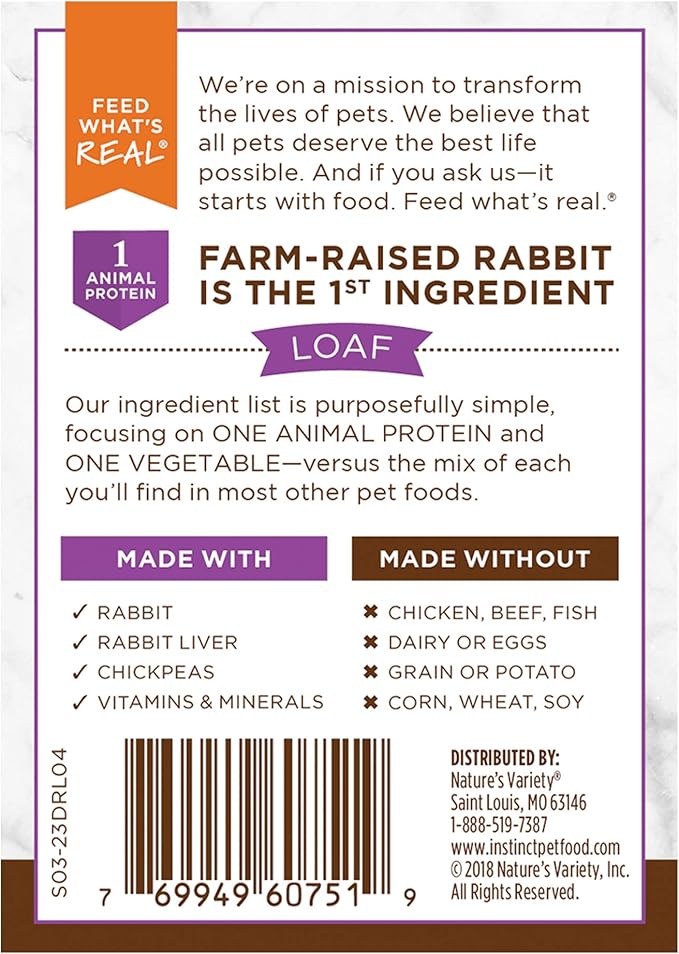 Instinct Limited Ingredient Diet Grain Free Real Rabbit Recipe Natural Wet Canned Dog Food, 13.2 Ounce (Pack of 6)