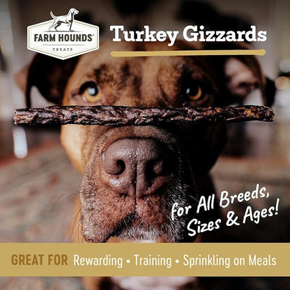 Farm Hounds Premium Turkey Gizzard Sticks, 100% Natural, Pasture-Raised Turkey Treats for Dogs, Dehydrated Dog Protein Treats from Humane Farms, Dog Training Supplies & Essentials, 2-Pack