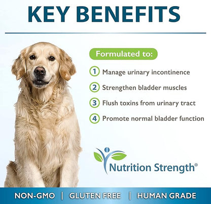 Dog Incontinence Support, Extra Strength Supplement for Dog Bladder Health, Organic Support for Dogs Leaking Urine, Promotes Dog Bladder Control, 30 Soft Chews