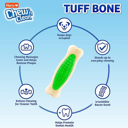 Hartz Chew 'N Clean Tuff Bone Bacon Scented Dental Dog Chew Toy - Extra Large